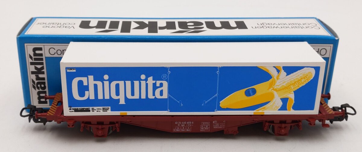 Marklin 4672 HO Scale Flatcar w/Chquita Banana Container Load LN/Box