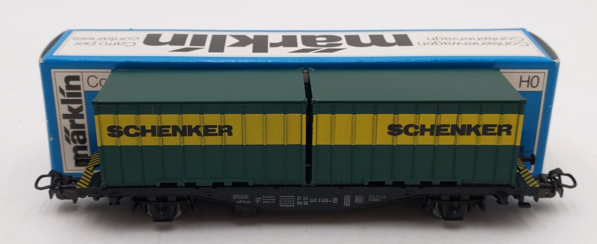 Marklin 4764 HO Scale Schenker Flat Car w/ Containers EX/Box