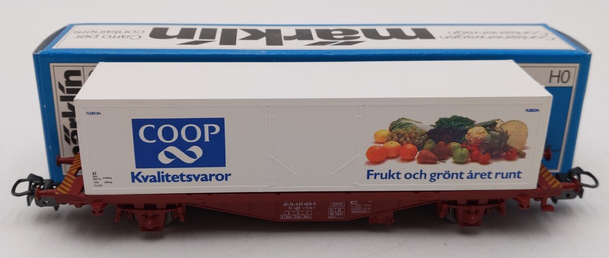 Marklin 4673 HO Scale Flatcar w/COOP Container Load LN/Box