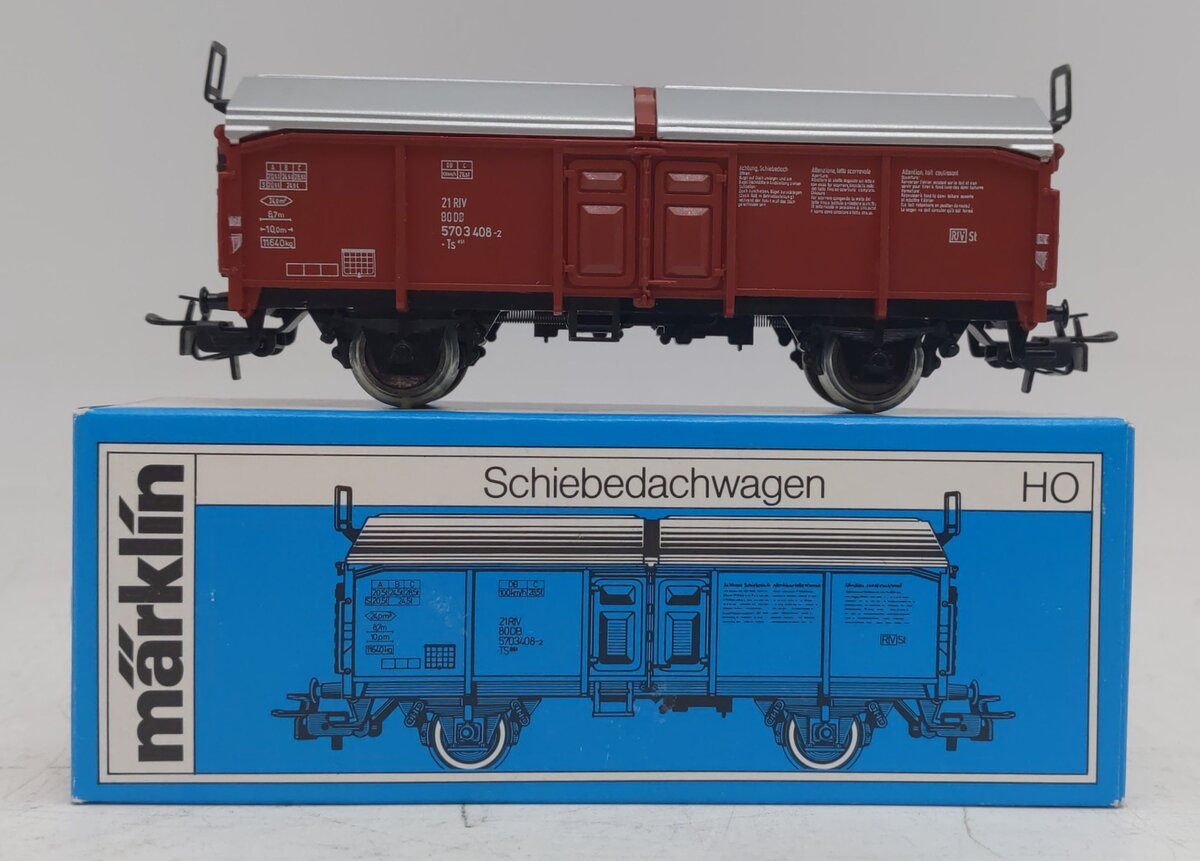 Marklin 4619 HO Scale Two Compartment Hinged Roof Gondola EX/Box