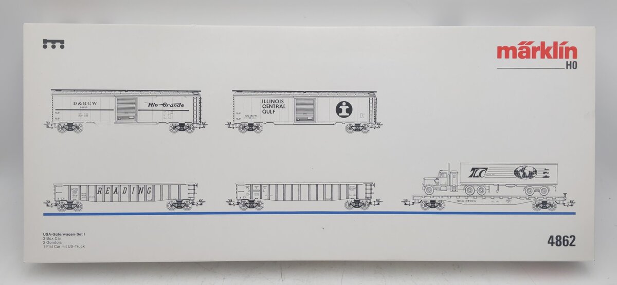 Marklin 4862 HO Scale 5-Car US Freight Car Set #1 EX/Box