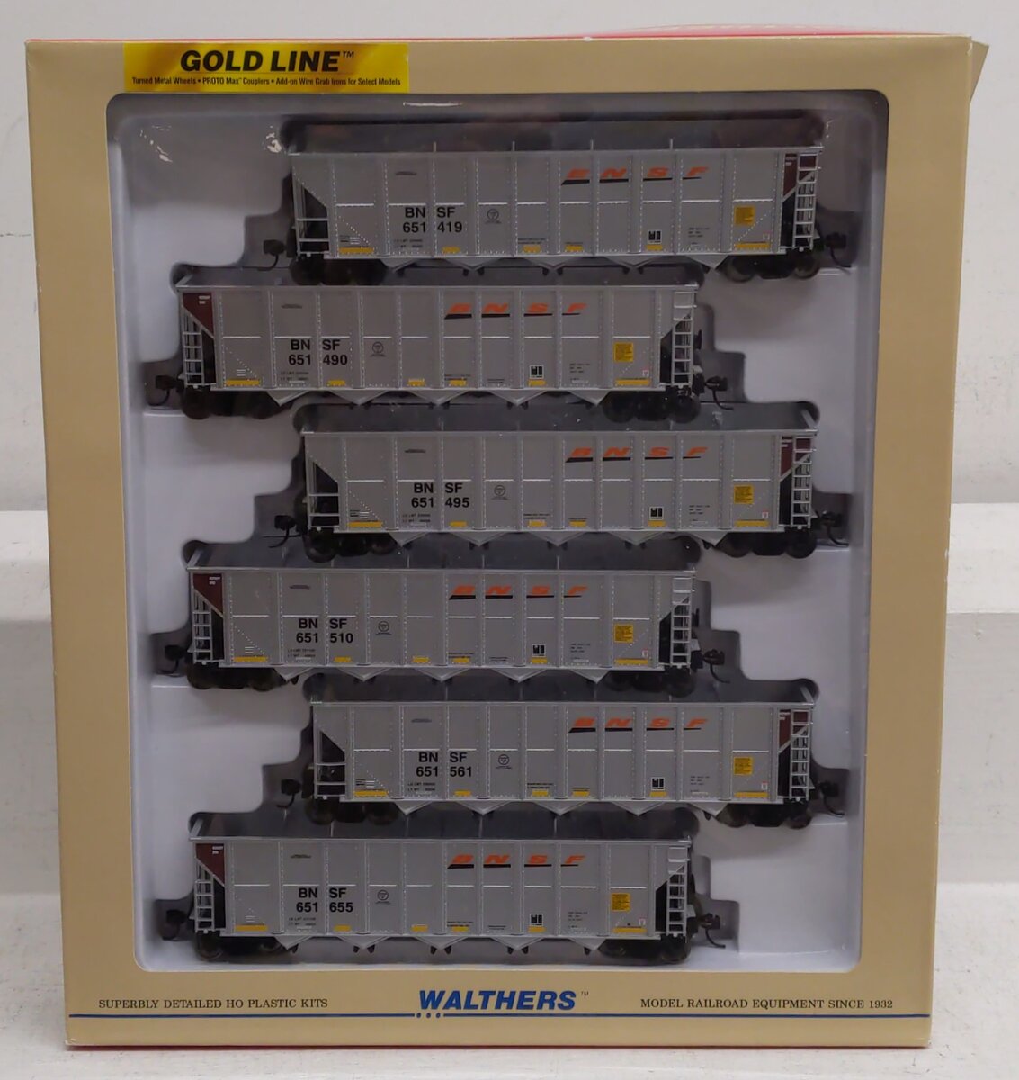 Walthers 932-7832 HO Scale BNSF RD4 Coal Hopper (Pack of 6) LN/Box