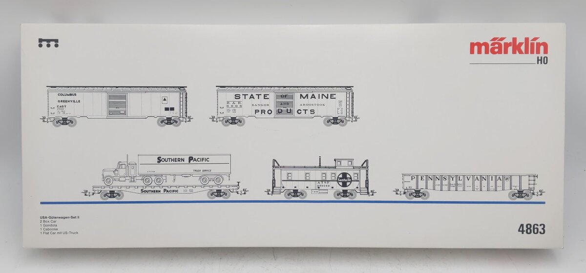 Marklin 4863 HO Scale U.S. Freight Car Set II LN/Box