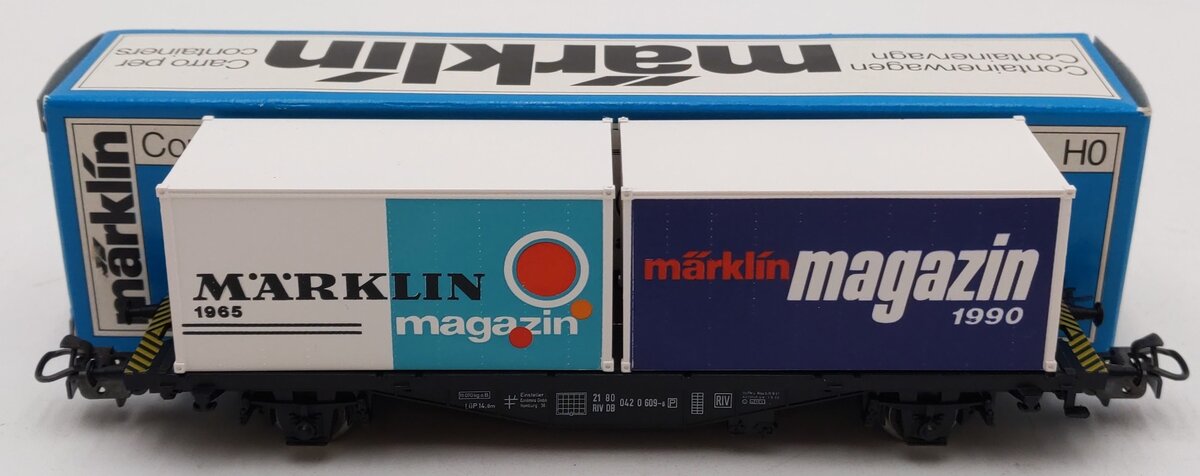 Marklin 84670 HO Scale Flat Car w/Two Containers EX/Box