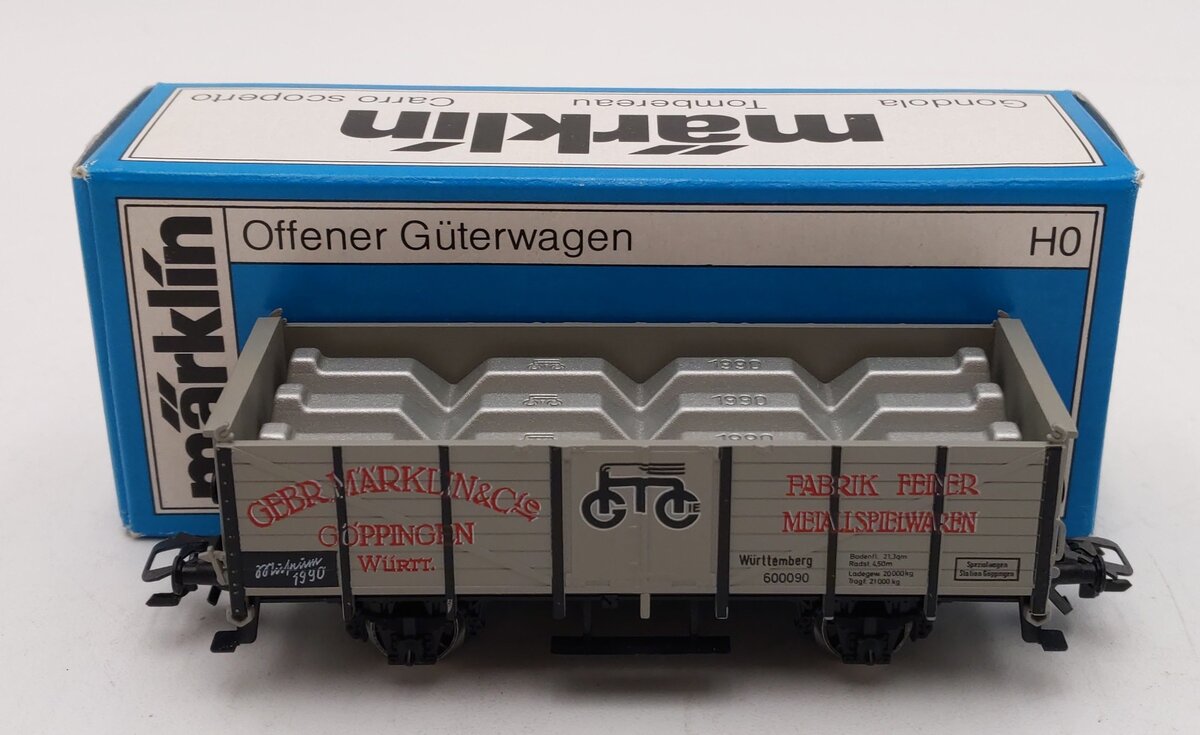 Marklin HO Scale 1990 Museumwagen Gondola Car #600090 LN/Box