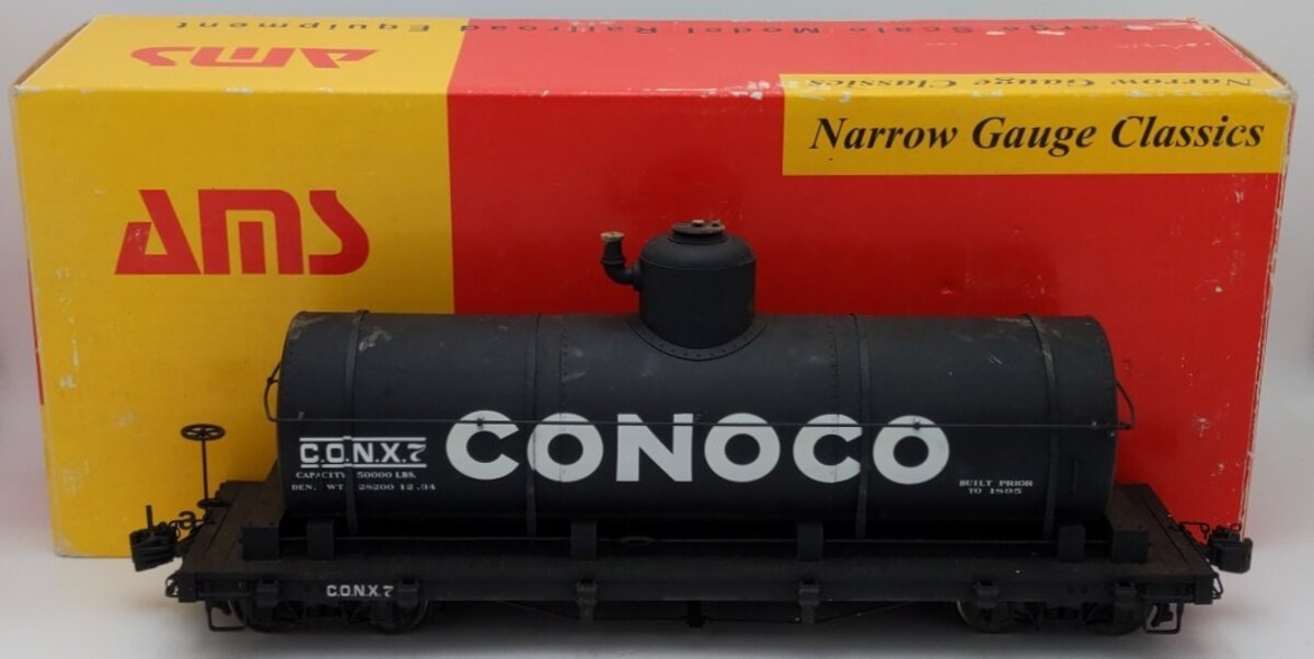 AMS AM31-480 G Scale Tank Car Conoco - Black #7 - Metal Wheels VG/Box