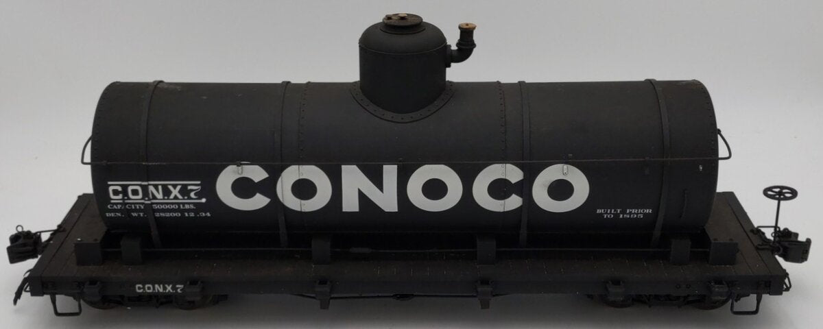 AMS AM31-480 G Scale Tank Car Conoco - Black #7 - Metal Wheels VG/Box