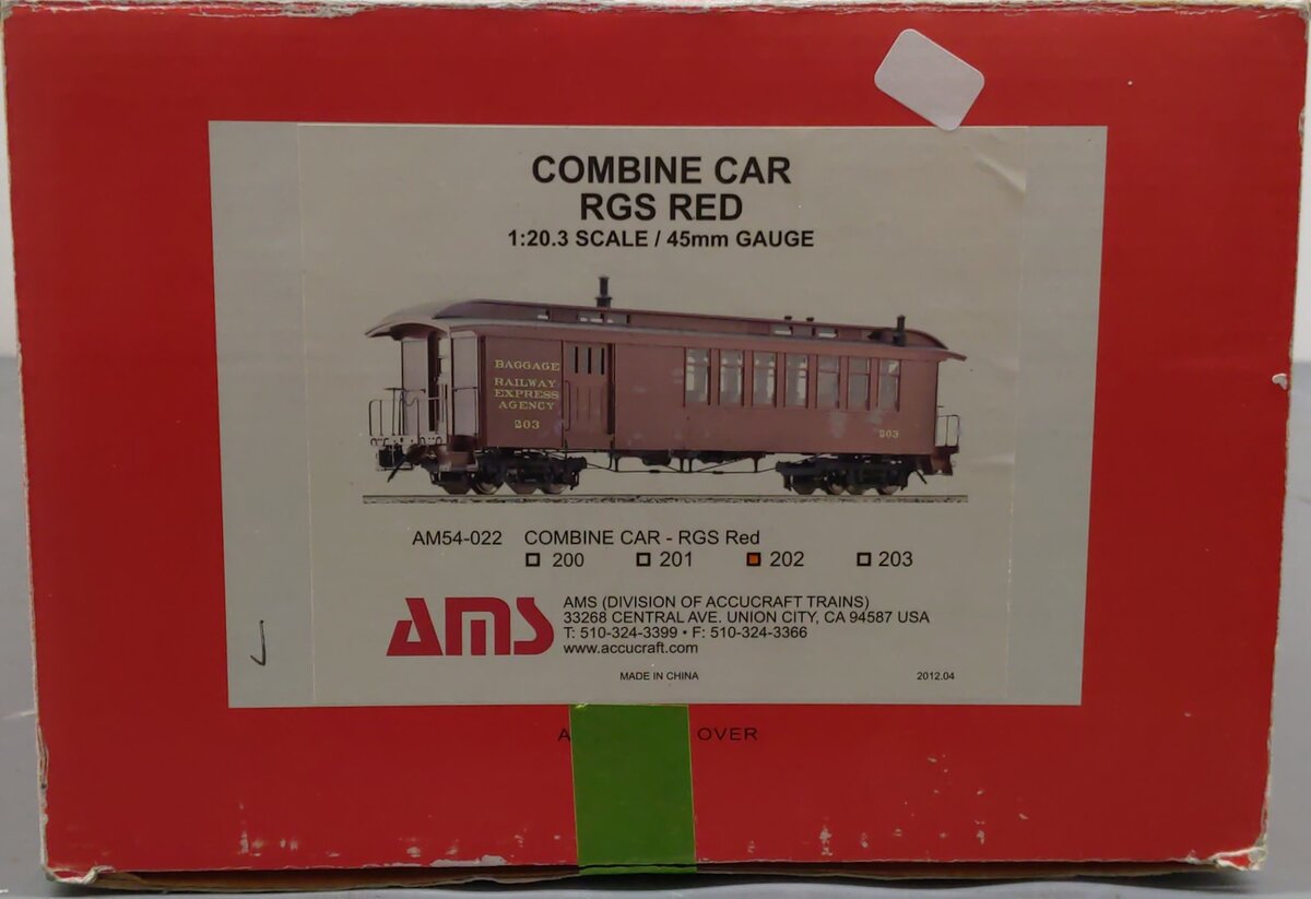 AMS AM54-022 Narrow Gauge Combine Car - RGS #202 EX/Box