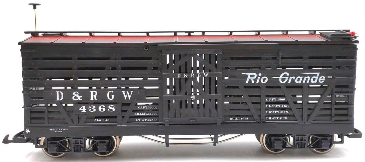 LGB 43682 G Scale D&RGW Cattle Car w/ Electric Sound (Metal Wheels) LN/Box