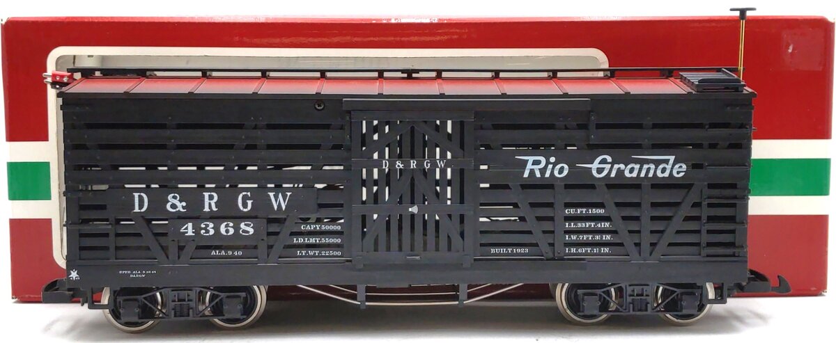 LGB 43682 G Scale D&RGW Cattle Car w/ Electric Sound (Metal Wheels) LN/Box