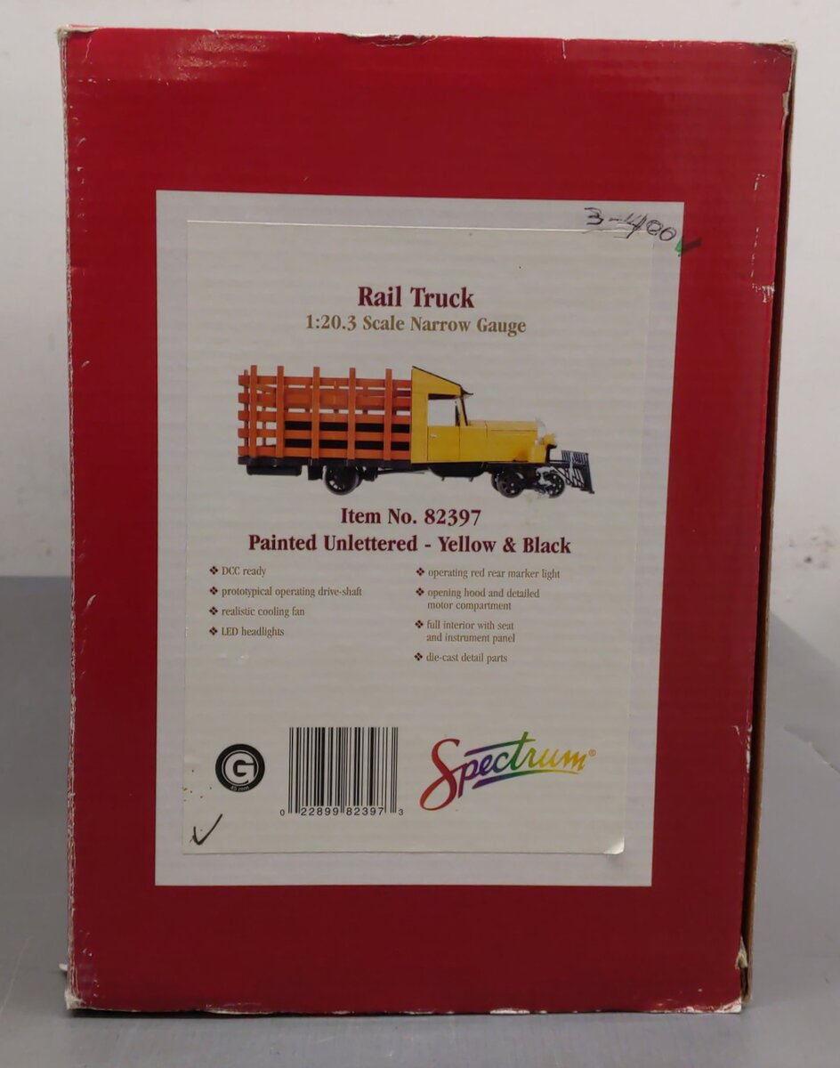 Bachmann 82397 G Scale Narrow Gauge Yellow & Black Rail Truck EX/Box