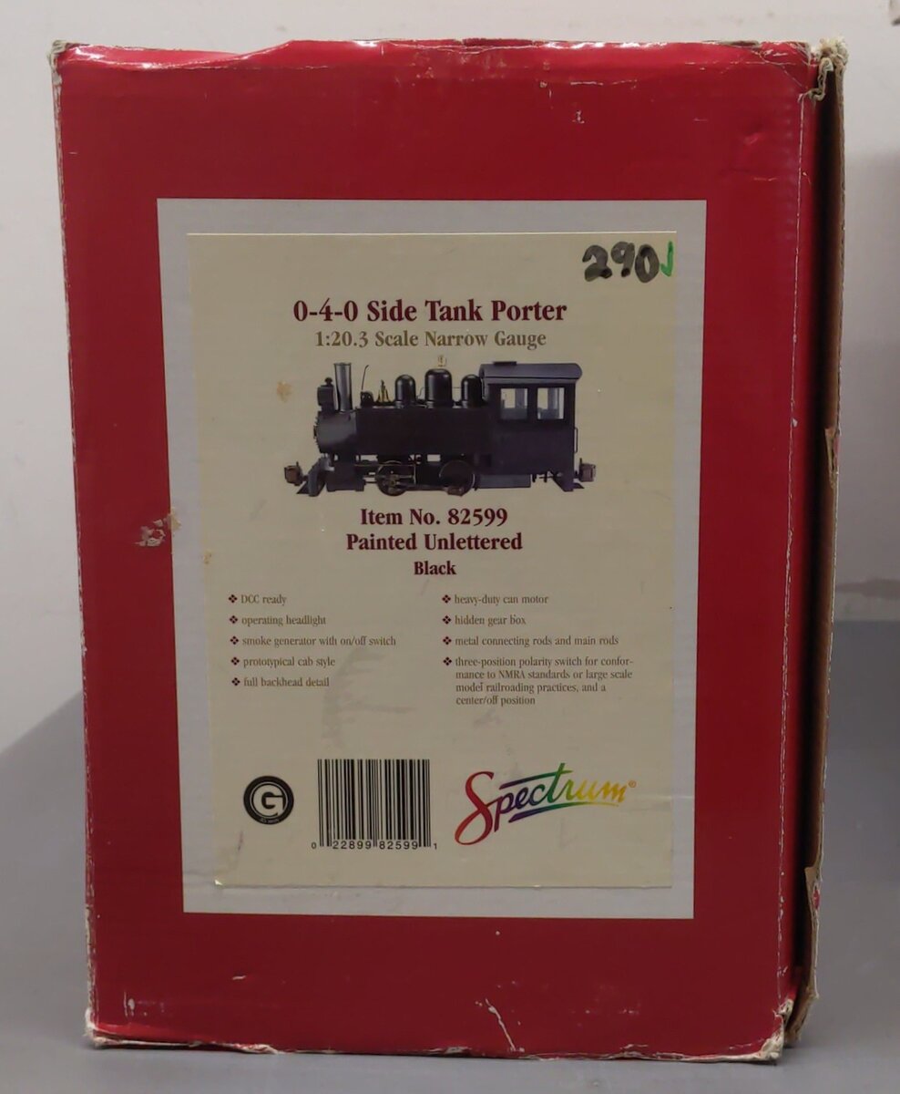 Bachmann 82599 G Scale Narrow Gauge 0-4-0 Side Tank Porter EX/Box
