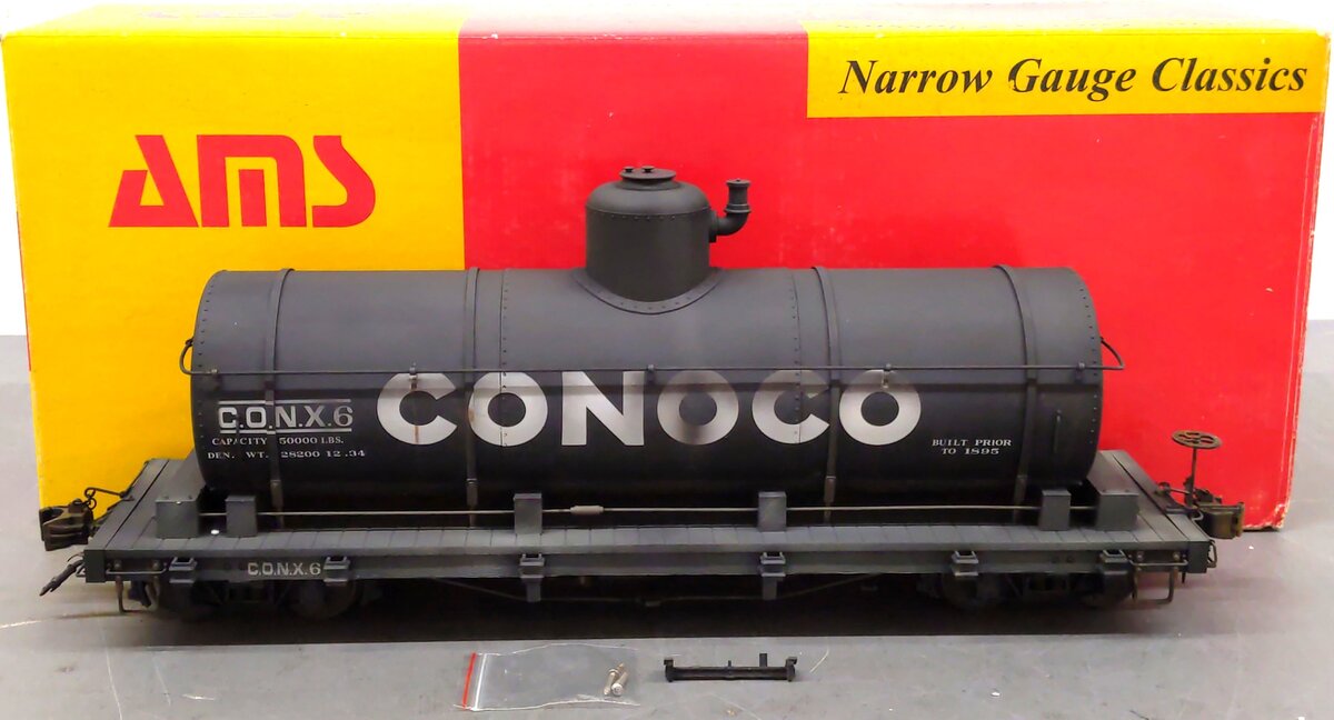 AMS AM31-480 G Scale Tank Car Conoco - Black #6 - Metal Wheels - Custom/Box