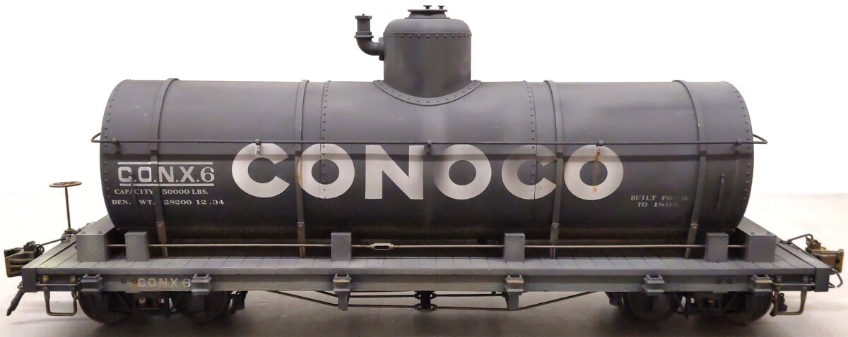 AMS AM31-480 G Scale Tank Car Conoco - Black #6 - Metal Wheels - Custom/Box