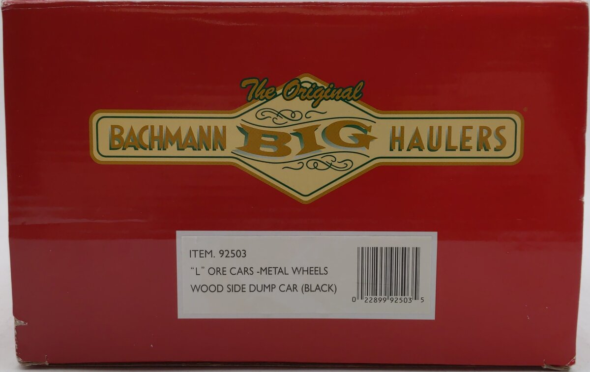 Bachmann 92503 G Scale Black Side Dump Car LN/Box