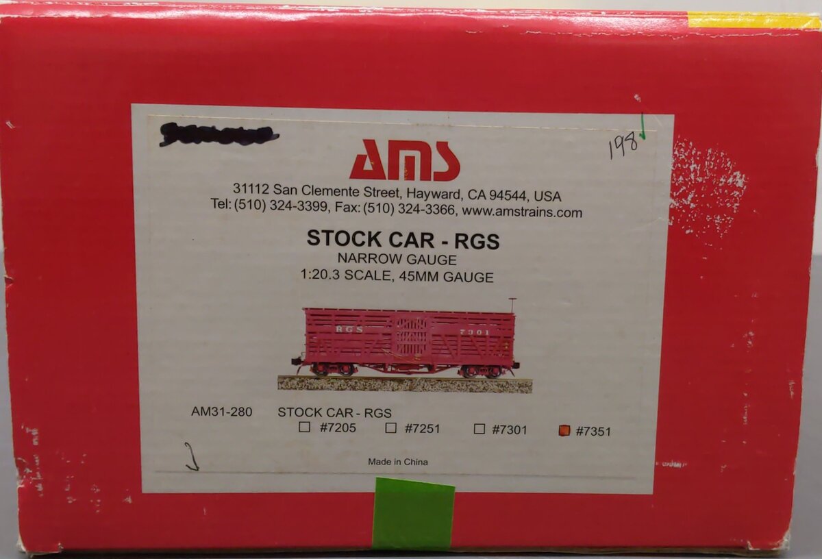 AMS AM31-280 1:20.3 Scale (NG) RGS Stock Car #7351 - Metal Wheels - Custom/Box