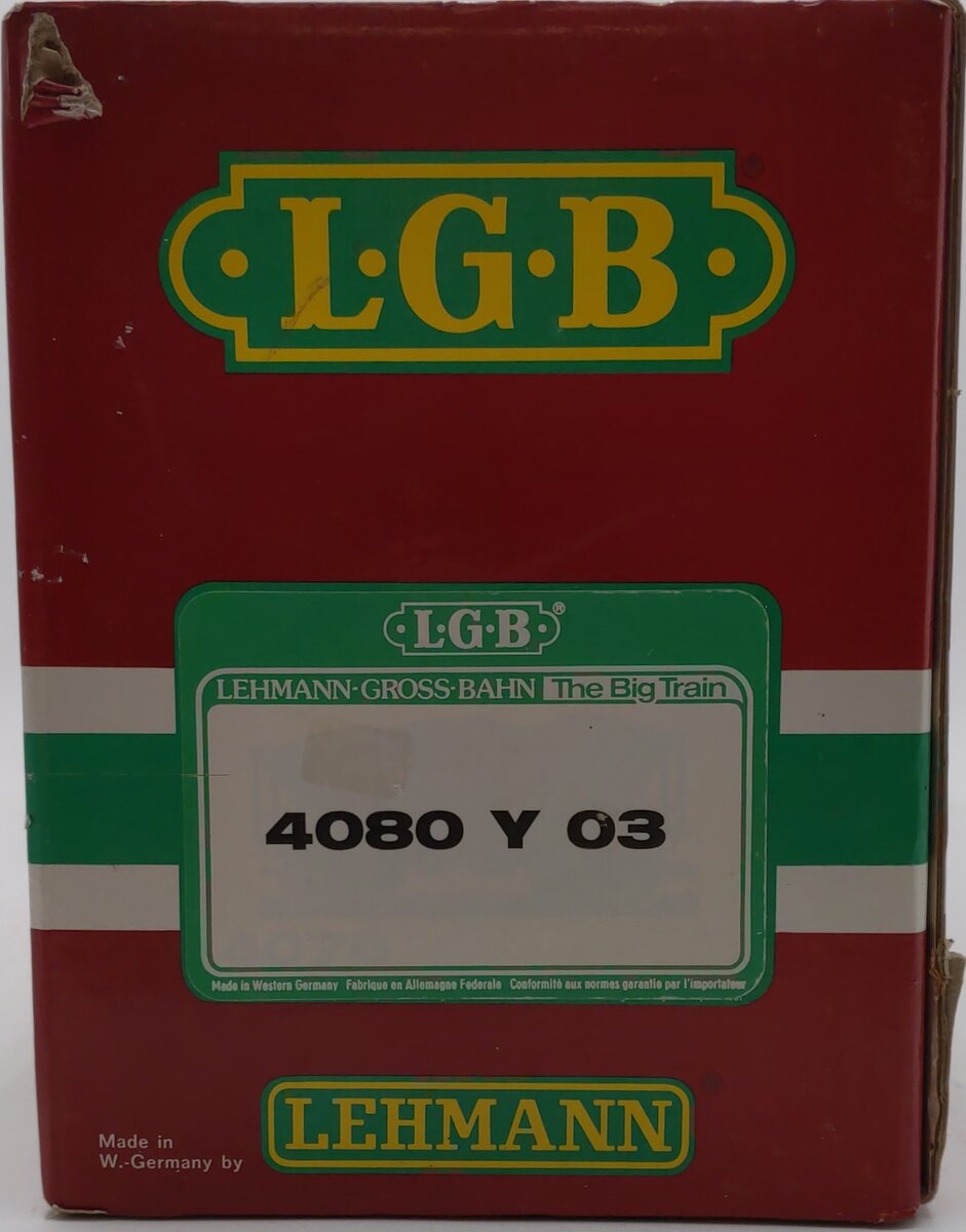 LGB 4080-Y03 RGS Single Dome Long Tank Car w/Plastic Wheels EX/Box