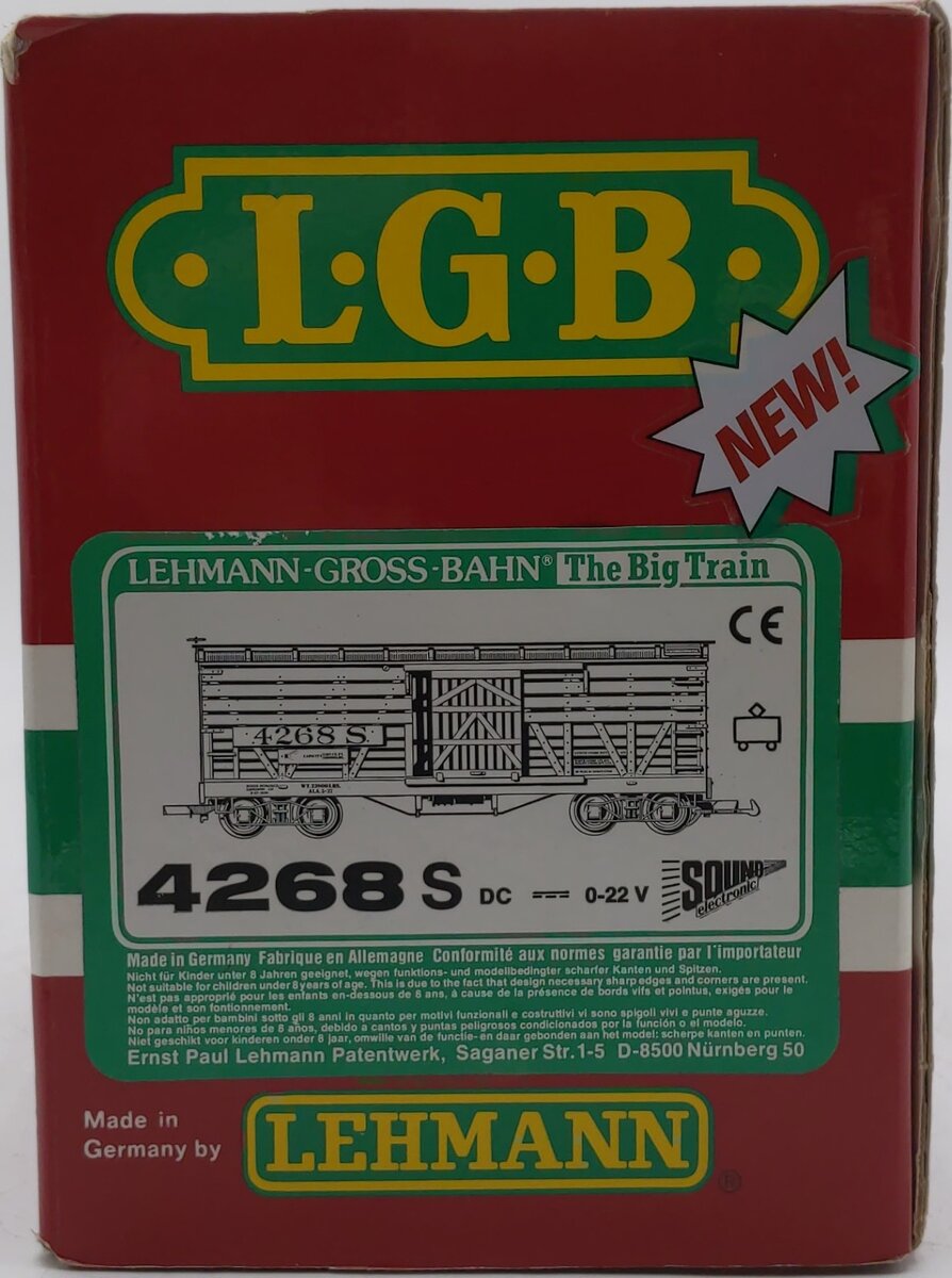 LGB 4268S Yellow Cattle Sounds Stock Car EX/Box