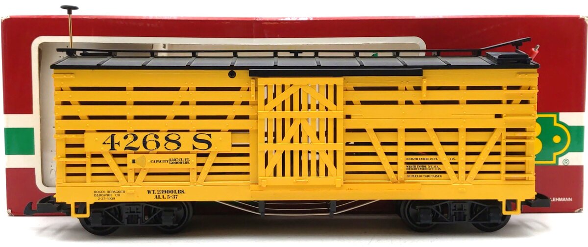 LGB 4268S Yellow Cattle Sounds Stock Car EX/Box