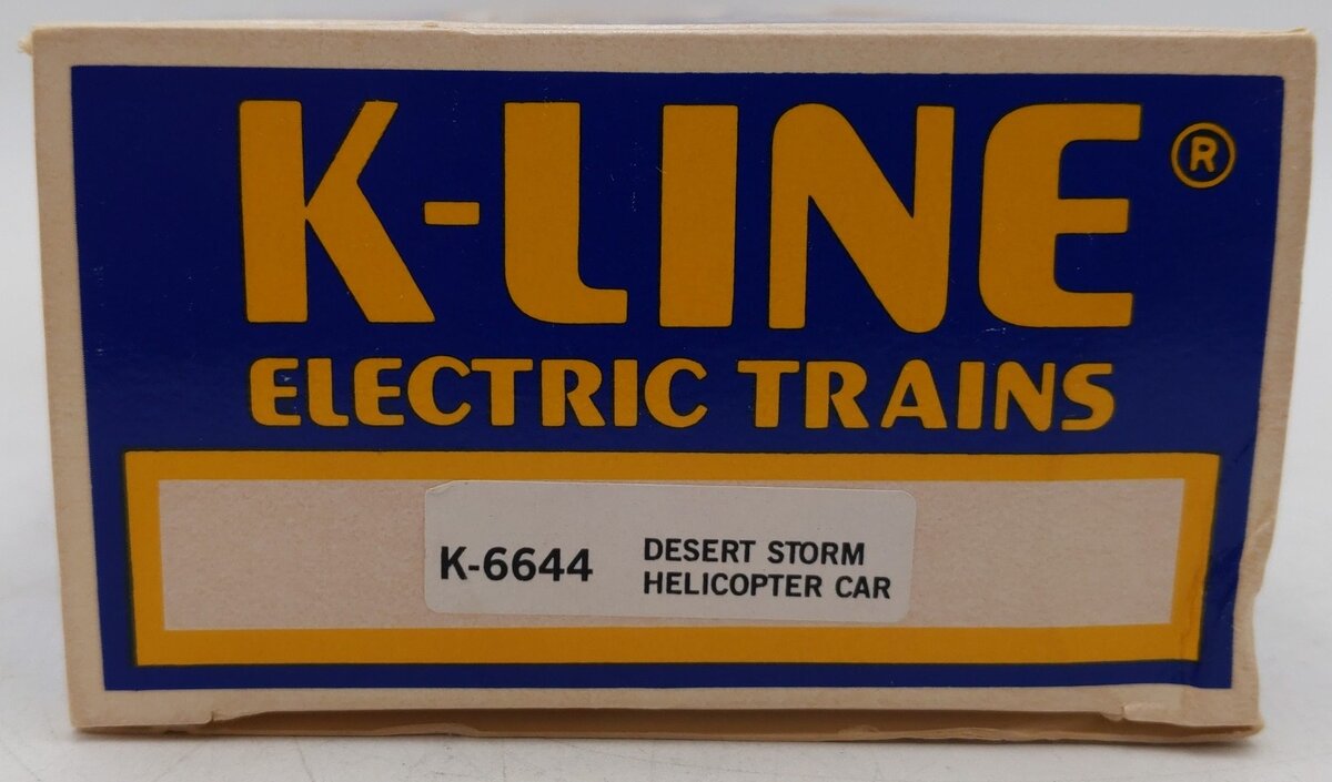 K-Line K6644 Desert Storm Flat Car w/ Army Helicopter VG/Box