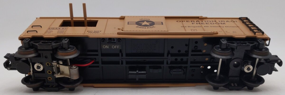 K-Line K641-8018 O Gauge Operation Iraqi Freedom Boxcar w/Machine Guns & Sound EX/Box