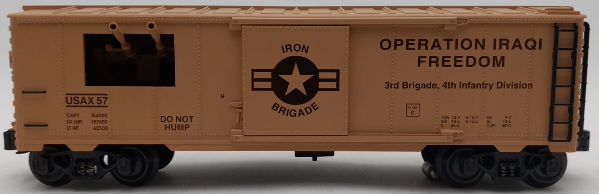 K-Line K641-8018 O Gauge Operation Iraqi Freedom Boxcar w/Machine Guns & Sound EX/Box