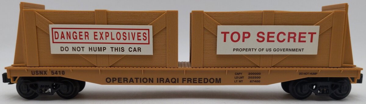 K-Line K691-8031 O Gauge Operation Iraqi Freedom Flatcar w/2 Top Secret Crates EX/Box