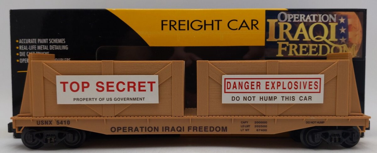 K-Line K691-8031 O Gauge Operation Iraqi Freedom Flatcar w/2 Top Secret Crates EX/Box