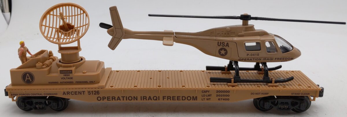 K-Line K691-8030 O Gauge Operation Iraqi Freedom Flatcar w/ Helicopter #5126 EX/Box