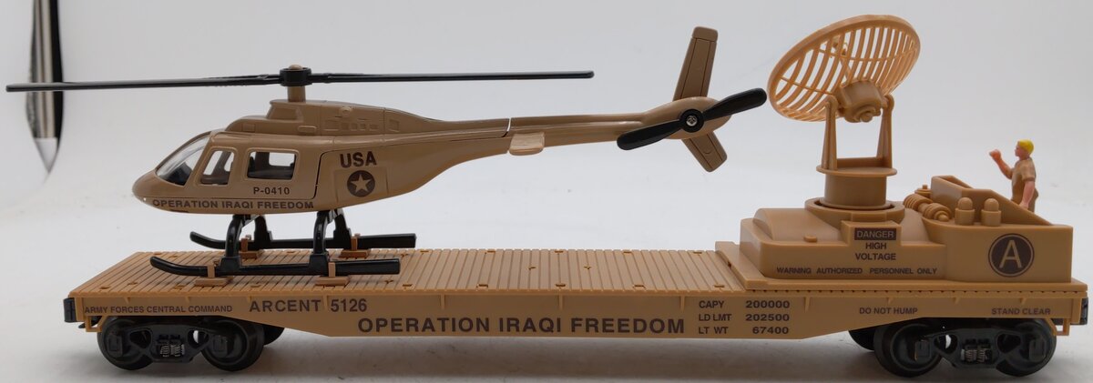 K-Line K691-8030 O Gauge Operation Iraqi Freedom Flatcar w/ Helicopter #5126 EX/Box