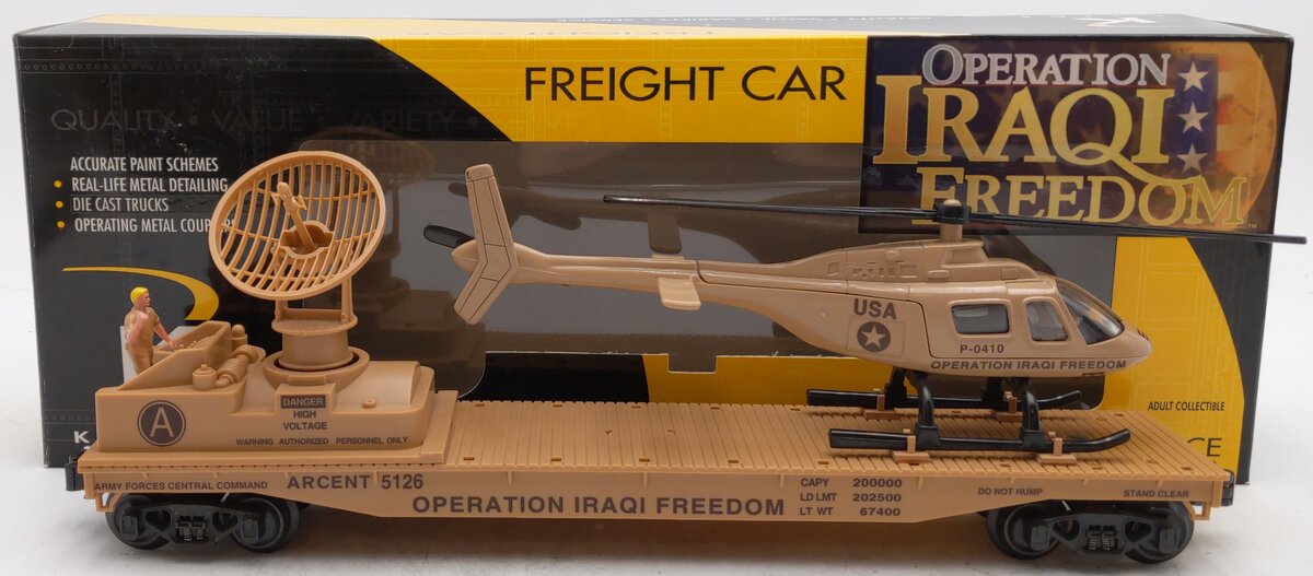 K-Line K691-8030 O Gauge Operation Iraqi Freedom Flatcar w/ Helicopter #5126 EX/Box