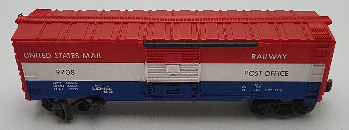 Lionel 6-9708 O Gauge United States Mail Boxcar VG/Box