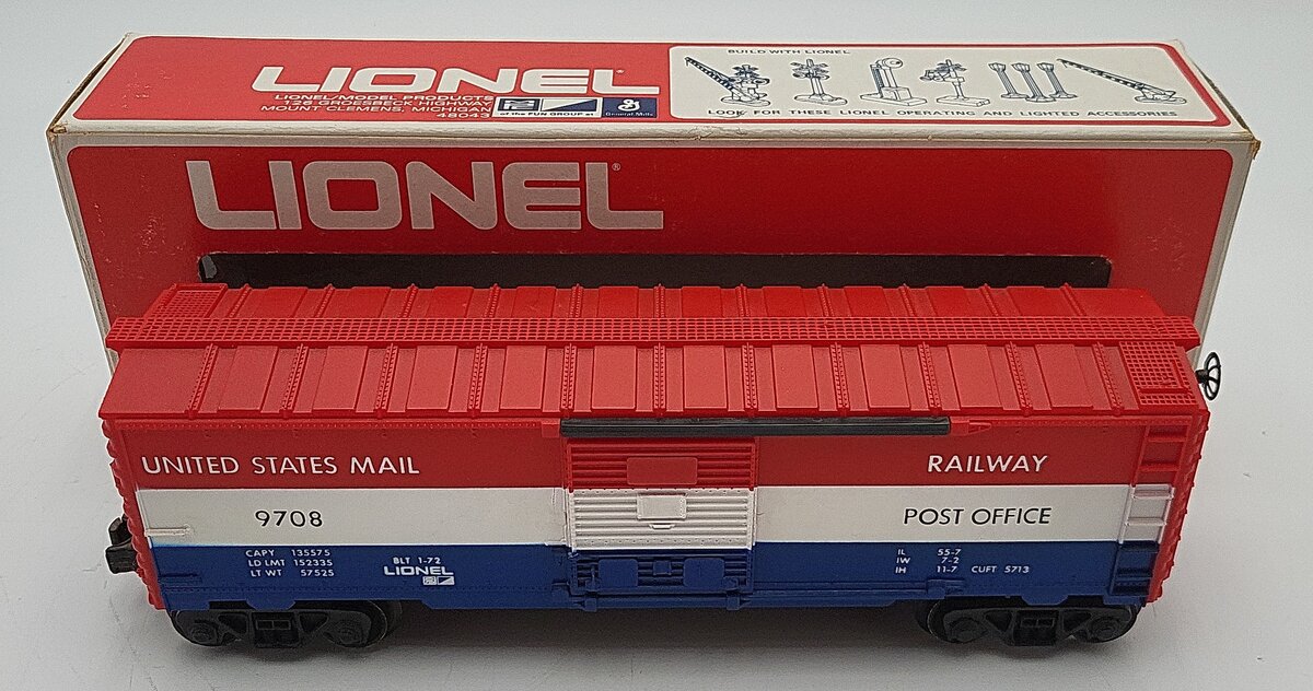 Lionel 6-9708 O Gauge United States Mail Boxcar VG/Box