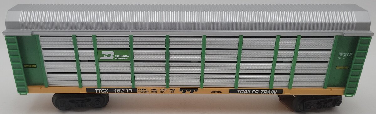 Lionel 6-16217 O Gauge Burlington Northern Auto Carrier with Screens EX/Box