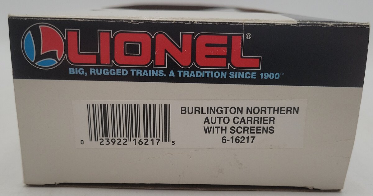 Lionel 6-16217 O Gauge Burlington Northern Auto Carrier with Screens EX/Box