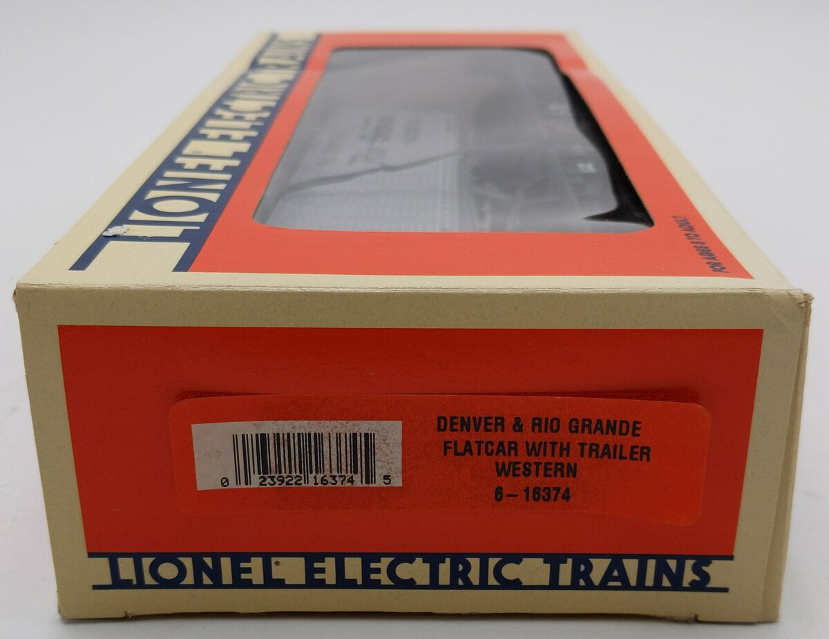 Lionel 6-16374 O Gauge Denver & Rio Grande Western Flatcar with Trailer EX/Box