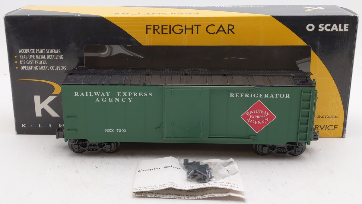 K-Line K761-1912 O Gauge REA Express Service Steel-Sided Reefer #7203 EX/Box