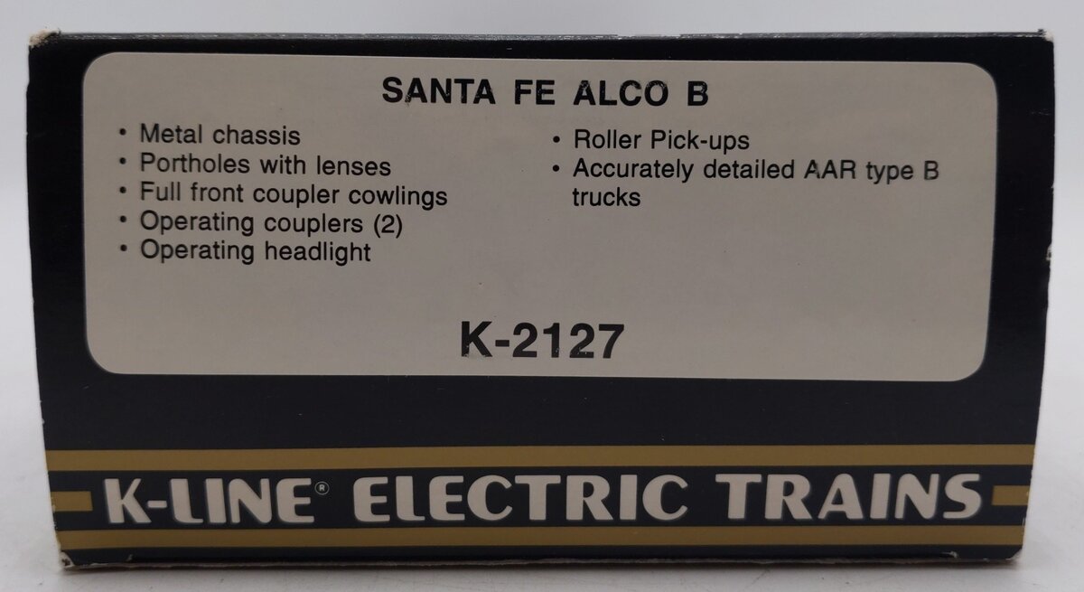 K-Line K-2127 O Gauge Santa Fe Alco B Unit Non-Powered Diesel Locomotive EX/Box