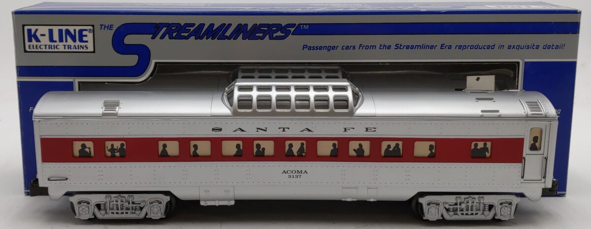 K-Line K3137 O Gauge Santa Fe "Acoma" 12.5" Streamliner Vista Dome Car #3137 EX/Box