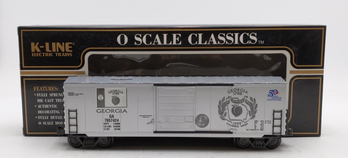K-Line K765-7424 O Gauge Georgia Quarter Boxcar LN/Box