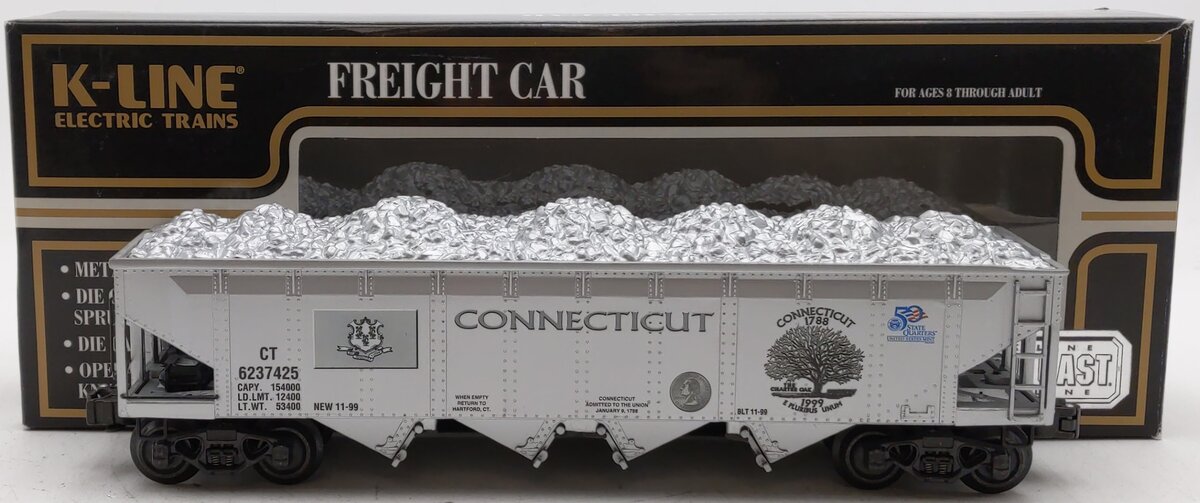 K-Line K623-7425 O Gauge Connecticut Quarter Hopper Car #6237425 LN/Box