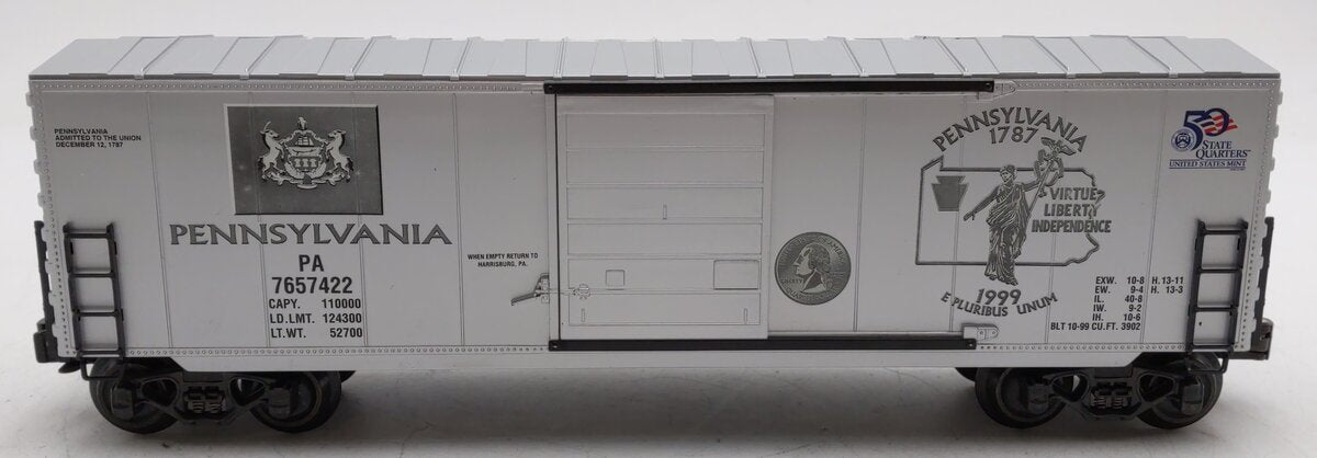 K-Line K765-7422 O Gauge Pennsylvania Quarter Boxcar #7657422 LN/Box