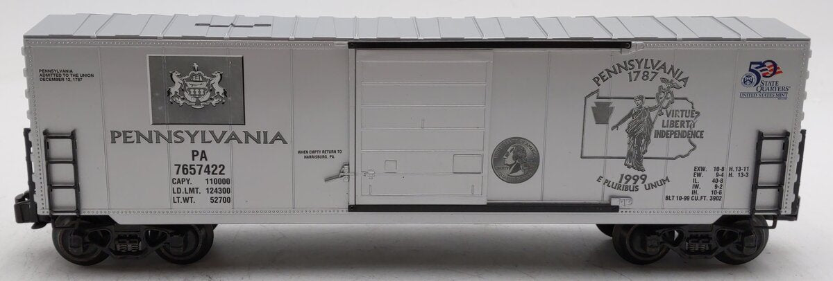 K-Line K765-7422 O Gauge Pennsylvania Quarter Boxcar #7657422 LN/Box