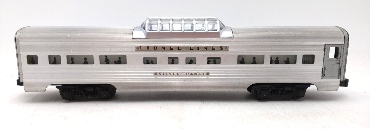 Lionel 2532 Vintage O Lionel Lines Silver Range Aluminum Vista Dome Car VG