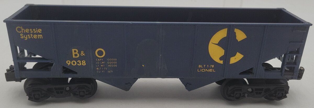 Lionel 6-9038 O Gauge Chessie Short 2-Bay Hopper Car #9038 VG
