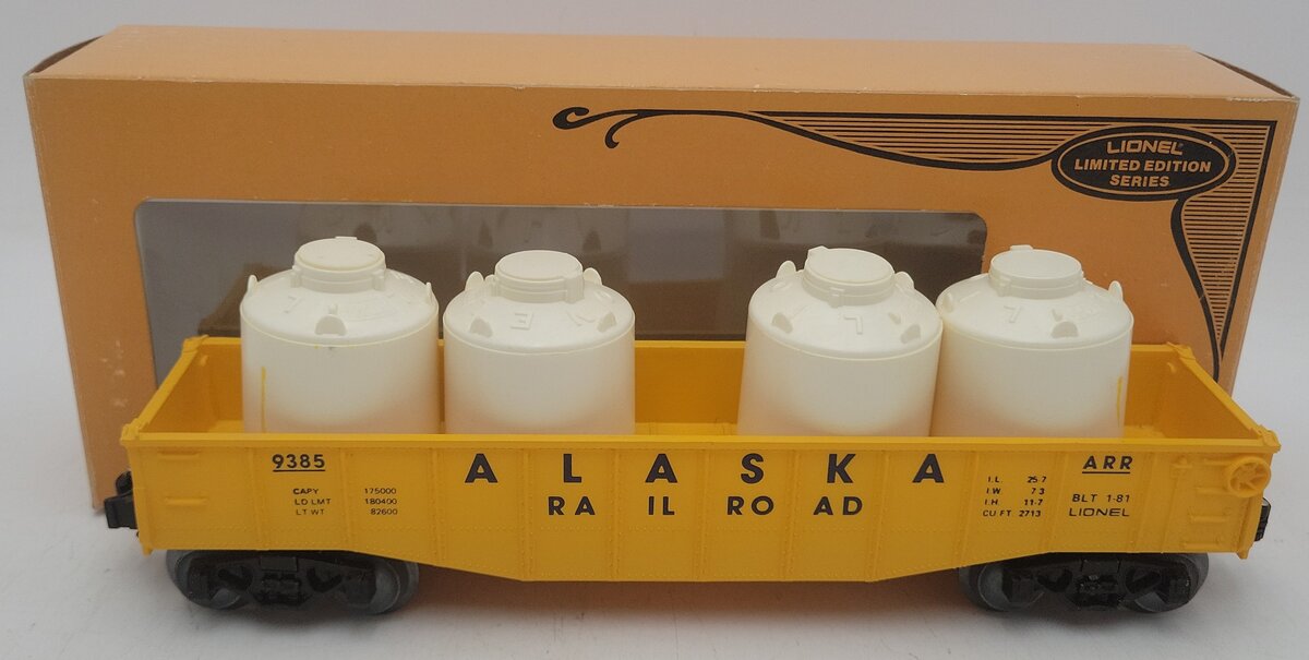Lionel 6-9385 O Gauge Alaska Gondola with Canisters EX/Box