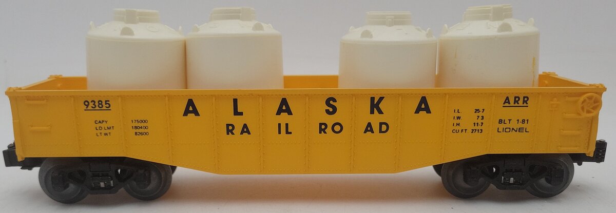 Lionel 6-9385 O Gauge Alaska Gondola with Canisters EX/Box