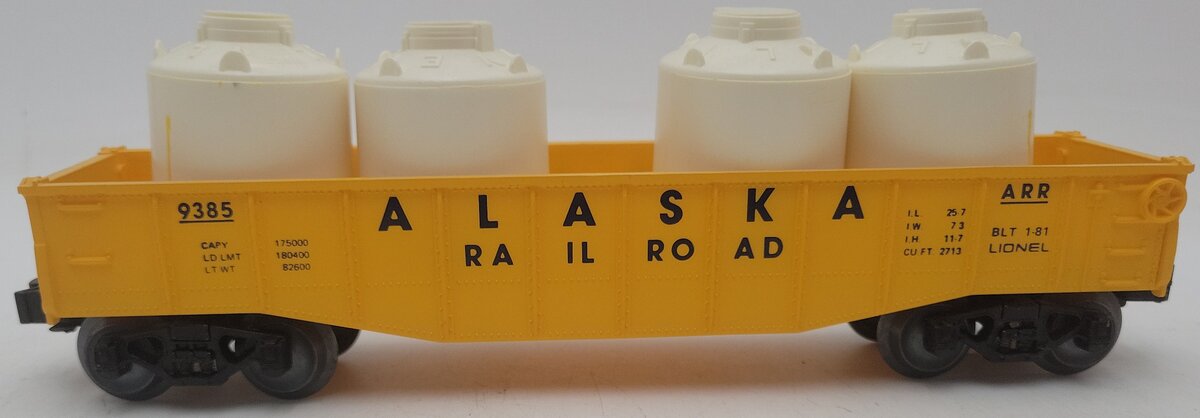 Lionel 6-9385 O Gauge Alaska Gondola with Canisters EX/Box