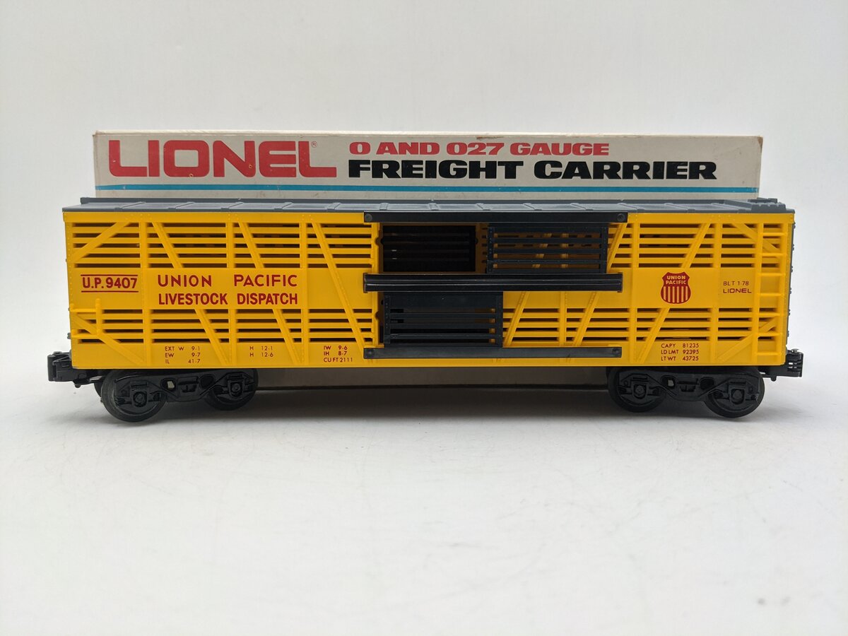Lionel 6-9407 O Gauge Union Pacific Stock Car #9407 EX/Box