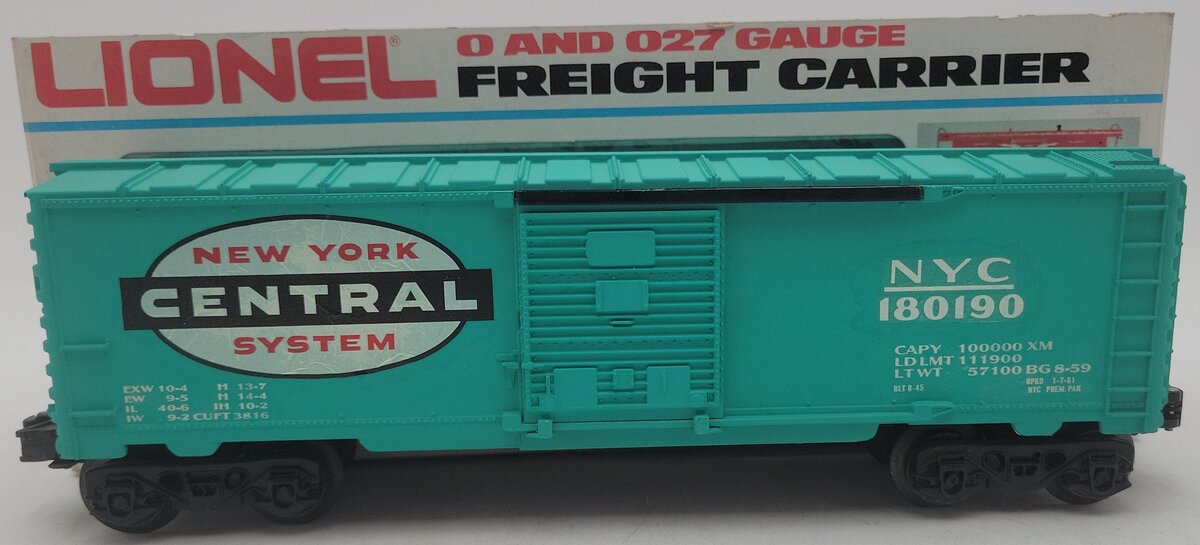 Lionel O Gauge Custom Painted New York Central Boxcar #180190/Box